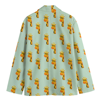 Giraffe With Glasses Pattern Print Men's Blazer