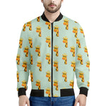 Giraffe With Glasses Pattern Print Men's Bomber Jacket