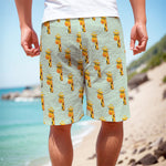 Giraffe With Glasses Pattern Print Men's Cargo Shorts
