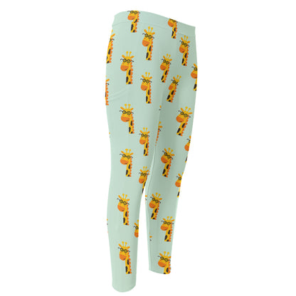 Giraffe With Glasses Pattern Print Men's Compression Pants