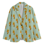 Giraffe With Glasses Pattern Print Men's Cotton Blazer