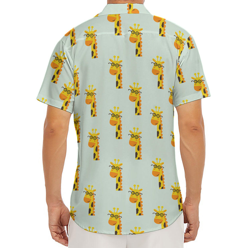 Giraffe With Glasses Pattern Print Men's Deep V-Neck Shirt