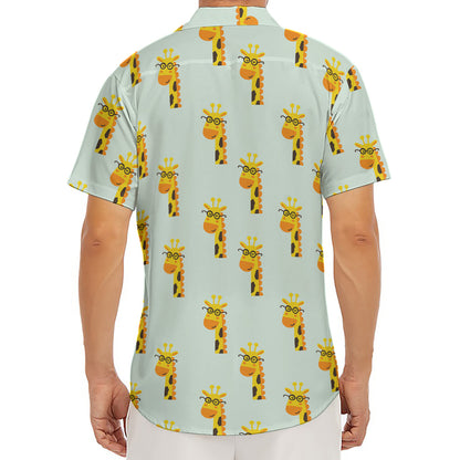 Giraffe With Glasses Pattern Print Men's Deep V-Neck Shirt