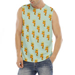 Giraffe With Glasses Pattern Print Men's Fitness Tank Top