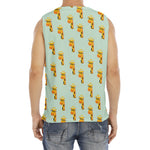 Giraffe With Glasses Pattern Print Men's Fitness Tank Top