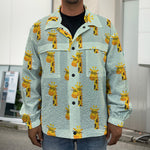 Giraffe With Glasses Pattern Print Men's Shirt Jacket