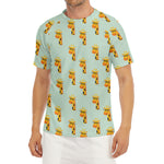 Giraffe With Glasses Pattern Print Men's Short Sleeve Rash Guard