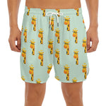 Giraffe With Glasses Pattern Print Men's Split Running Shorts