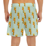 Giraffe With Glasses Pattern Print Men's Split Running Shorts