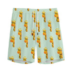 Giraffe With Glasses Pattern Print Men's Sports Shorts