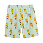 Giraffe With Glasses Pattern Print Men's Sports Shorts
