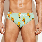 Giraffe With Glasses Pattern Print Men's Swim Briefs