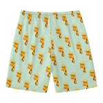 Giraffe With Glasses Pattern Print Men's Swim Trunks