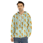 Giraffe With Glasses Pattern Print Men's Velvet Pullover Hoodie
