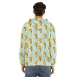 Giraffe With Glasses Pattern Print Men's Velvet Pullover Hoodie