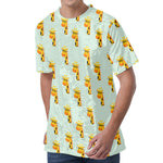 Giraffe With Glasses Pattern Print Men's Velvet T-Shirt