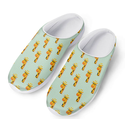 Giraffe With Glasses Pattern Print Mesh Casual Shoes