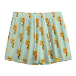 Giraffe With Glasses Pattern Print Mesh Shorts