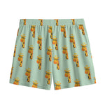 Giraffe With Glasses Pattern Print Mesh Shorts