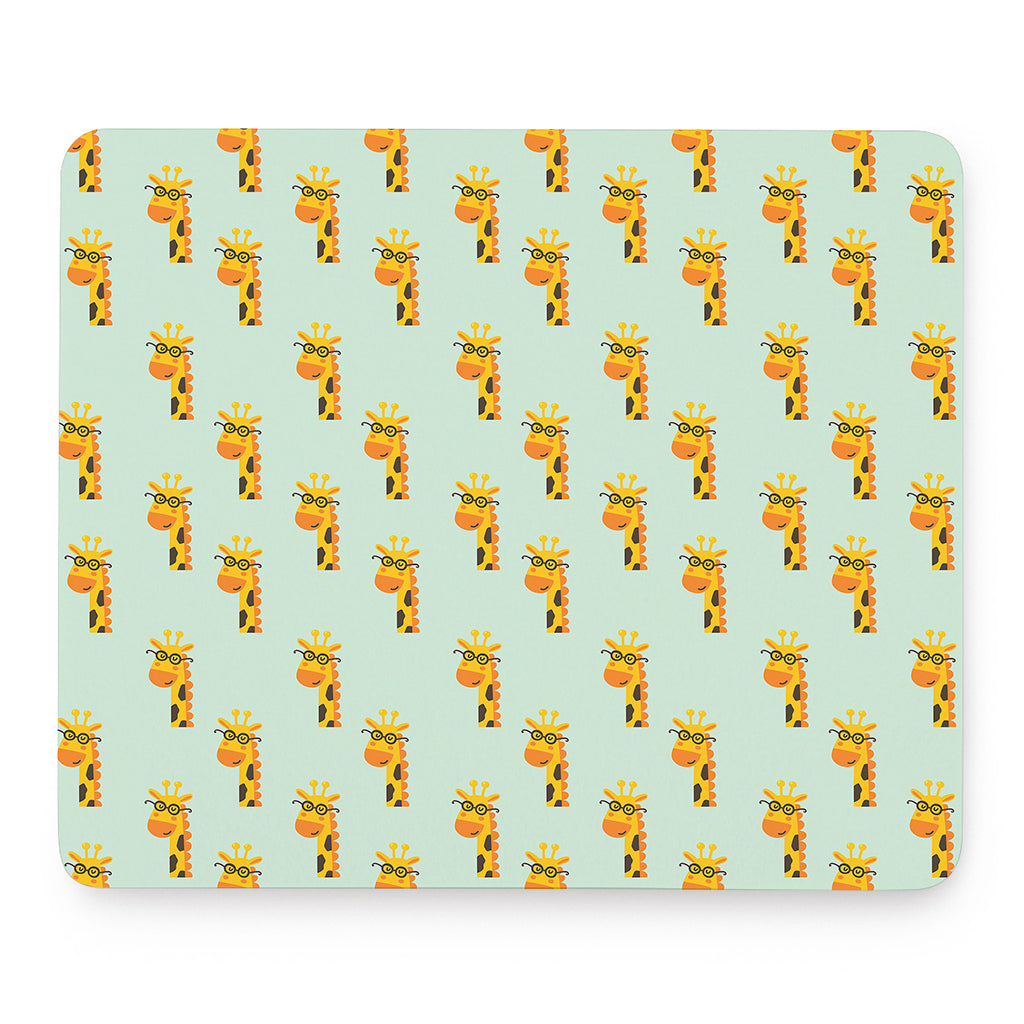 Giraffe With Glasses Pattern Print Mouse Pad