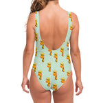 Giraffe With Glasses Pattern Print One Piece Swimsuit