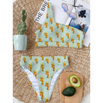 Giraffe With Glasses Pattern Print One Shoulder Bikini Top