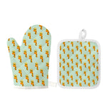 Giraffe With Glasses Pattern Print Oven Mitt And Pot Holder Set