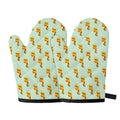 Giraffe With Glasses Pattern Print Oven Mitts