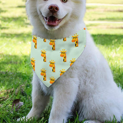 Giraffe With Glasses Pattern Print Over The Collar Dog Bandana