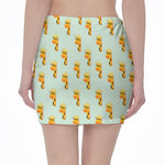 Giraffe With Glasses Pattern Print Pencil Mini Skirt