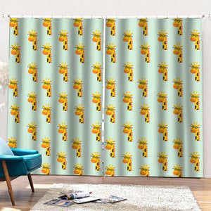 Giraffe With Glasses Pattern Print Pencil Pleat Curtains