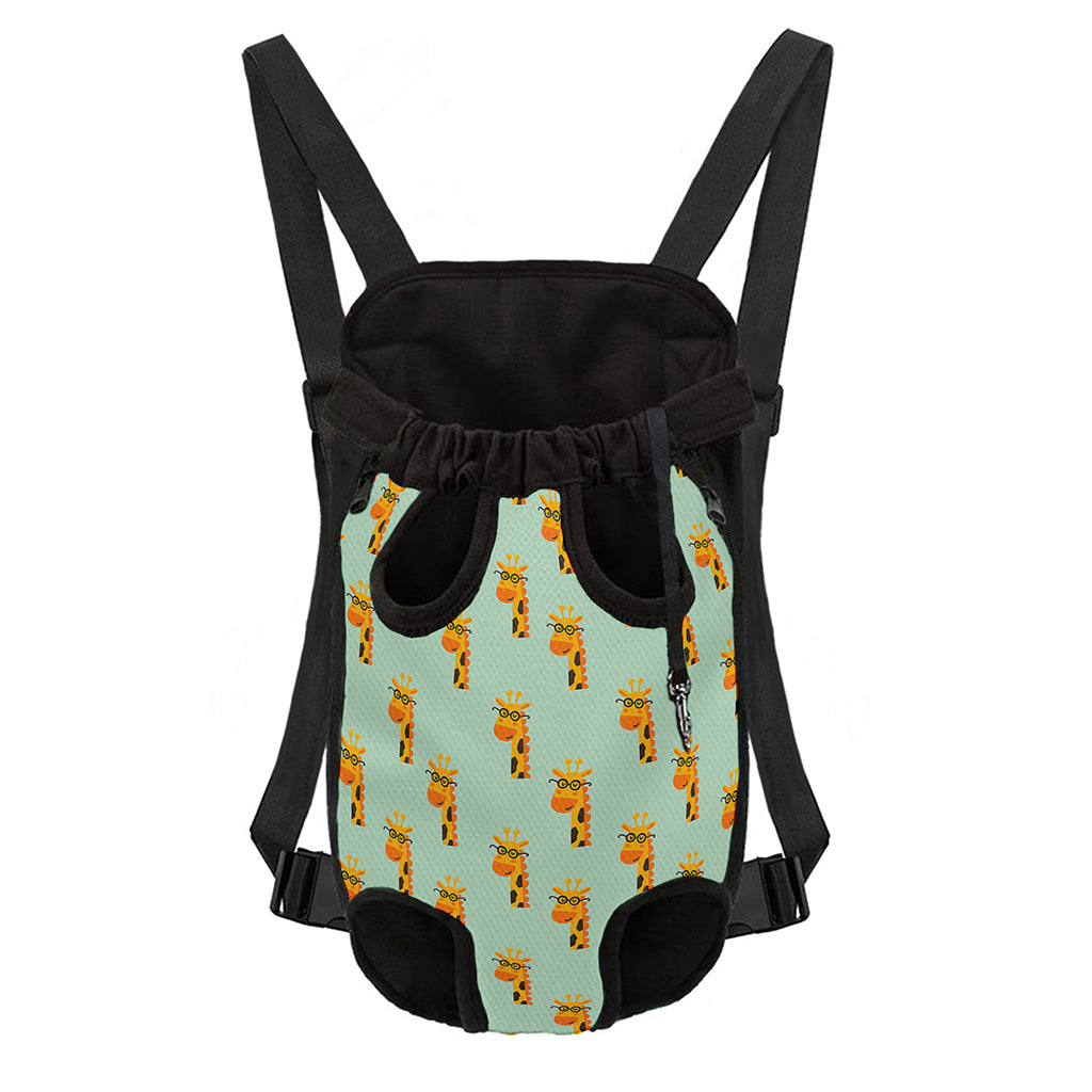 Giraffe With Glasses Pattern Print Pet Carrier Backpack