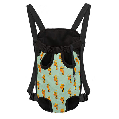 Giraffe With Glasses Pattern Print Pet Carrier Backpack
