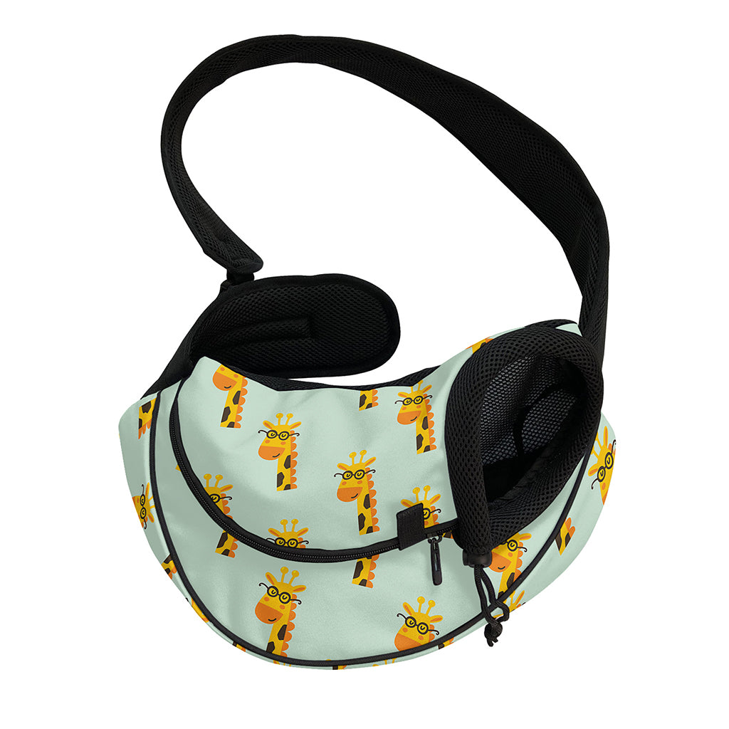 Giraffe With Glasses Pattern Print Pet Sling Carrier