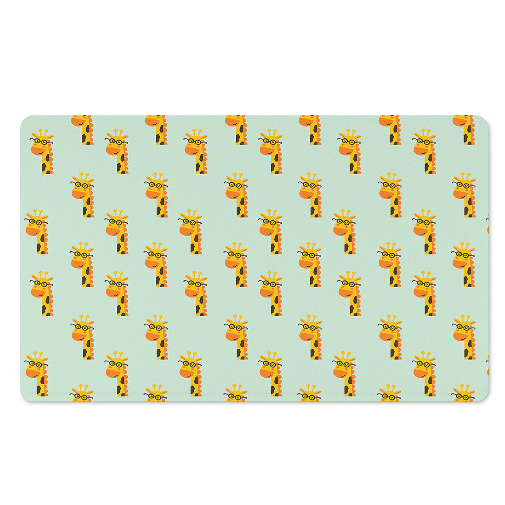 Giraffe With Glasses Pattern Print Polyester Doormat
