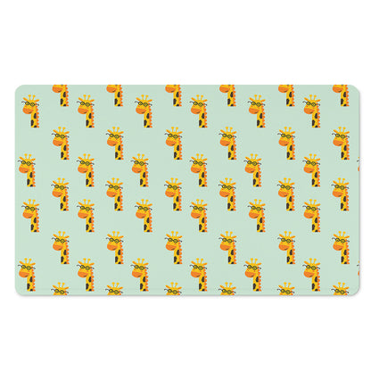 Giraffe With Glasses Pattern Print Polyester Doormat