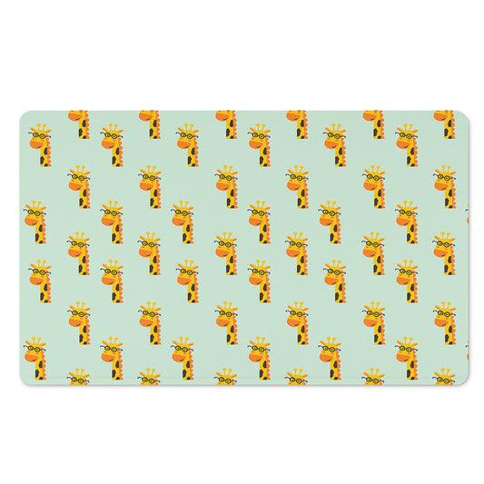 Giraffe With Glasses Pattern Print Polyester Doormat