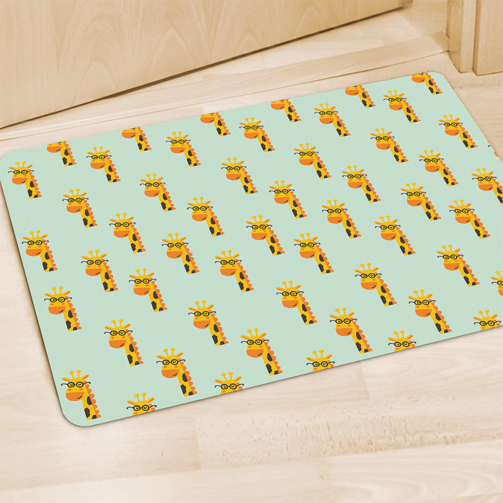 Giraffe With Glasses Pattern Print Polyester Doormat