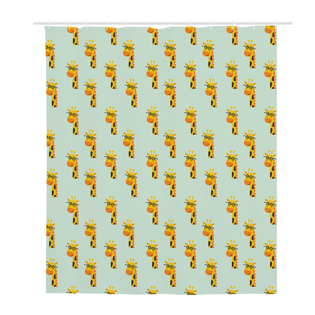 Giraffe With Glasses Pattern Print Polyester Shower Curtain