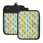 Giraffe With Glasses Pattern Print Pot Holders With Pocket