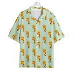 Giraffe With Glasses Pattern Print Rayon Hawaiian Shirt