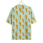 Giraffe With Glasses Pattern Print Rayon Hawaiian Shirt