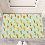 Giraffe With Glasses Pattern Print Rubber Doormat