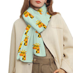 Giraffe With Glasses Pattern Print Scarf