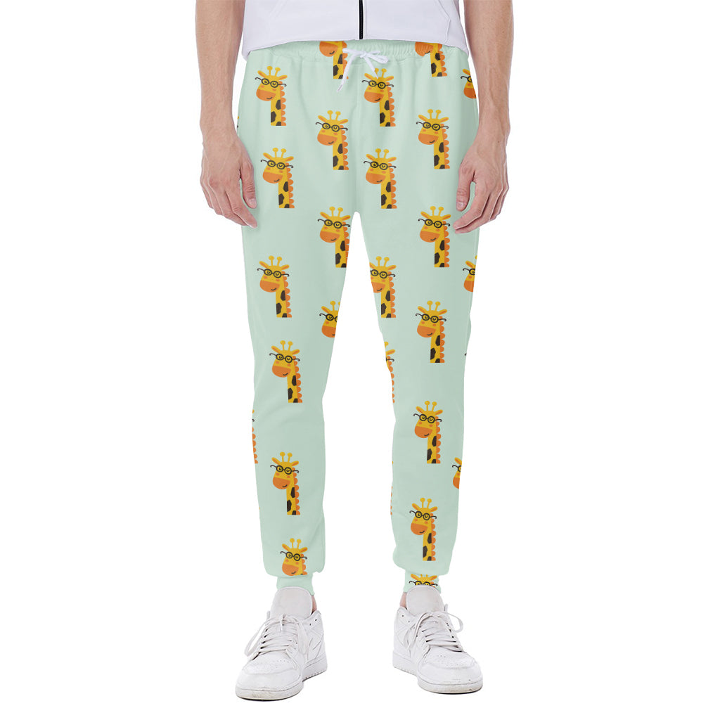 Giraffe With Glasses Pattern Print Scuba Joggers