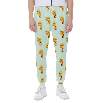 Giraffe With Glasses Pattern Print Scuba Joggers