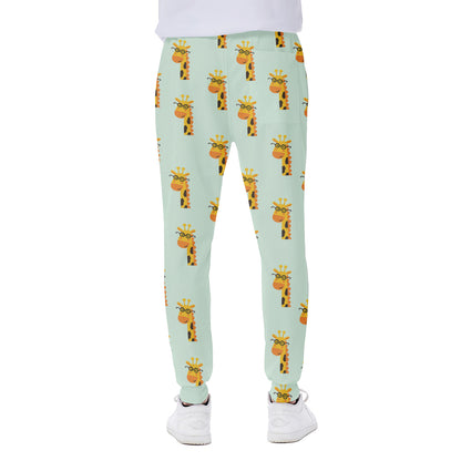 Giraffe With Glasses Pattern Print Scuba Joggers