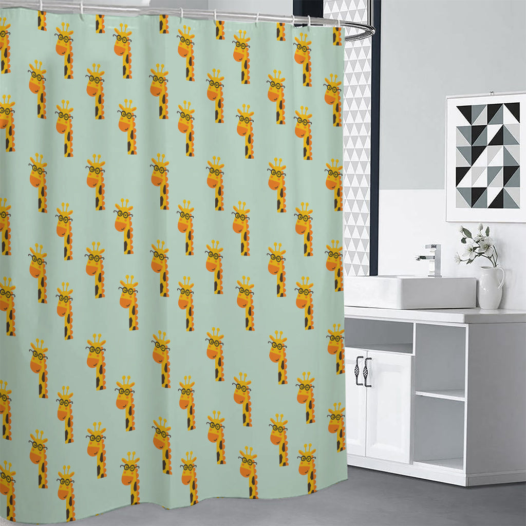 Giraffe With Glasses Pattern Print Shower Curtain