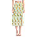 Giraffe With Glasses Pattern Print Side Slit Midi Skirt