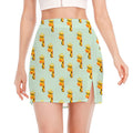 Giraffe With Glasses Pattern Print Side Slit Mini Skirt